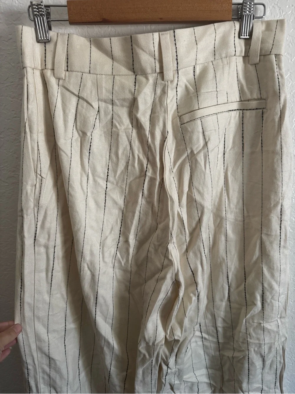 NWT H&M Cream Black Pinstripe Wide Leg Trousers Size 8